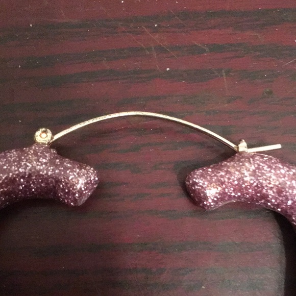 Pink and Red Twisted Hoop Earrings with Sparkle - Picture 8 of 8